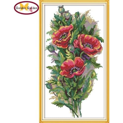 GG A Bunch Flowers Counted Cross Stitch Kits Embroidery Needlework Set 11CT 14CT Chinese Cross Stitch Pattern for Home Decor