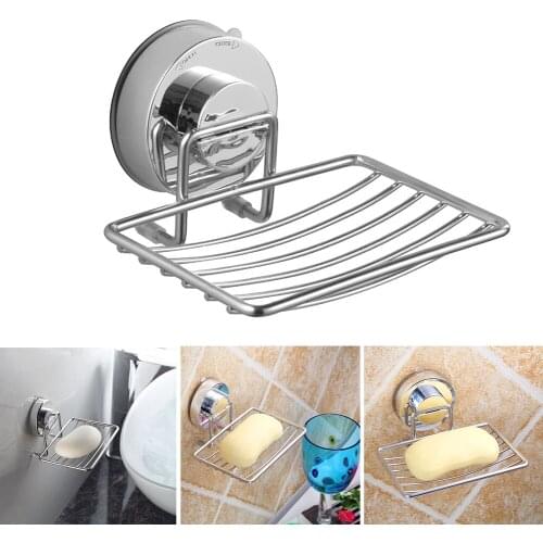 Stainless Soap Rack Wall Holder Steel Tray Vacuum Suction Cup Bathroom Rack Soap Container Shower Storage