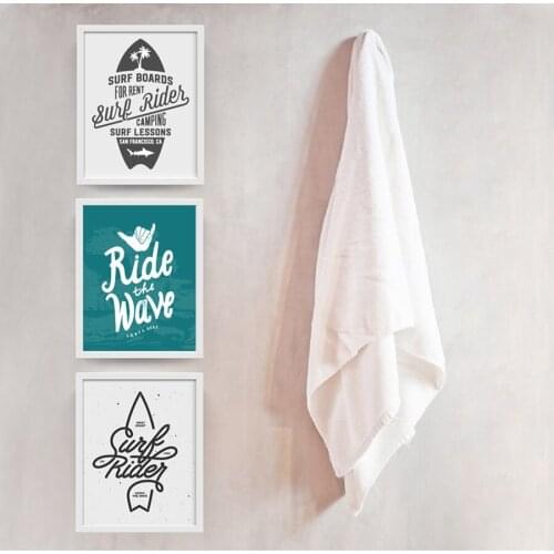 Surf Rider Lettering Poster Art Prints Wall Pictures , Vintage Surfing Logotypes Canvas Painting Prints Wall Decor