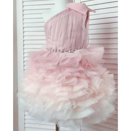 Lovely Puffy Tulle Ruffles Flower Girl Dresses For Party Birthday Knee Length Baby 1st Birthday Gown