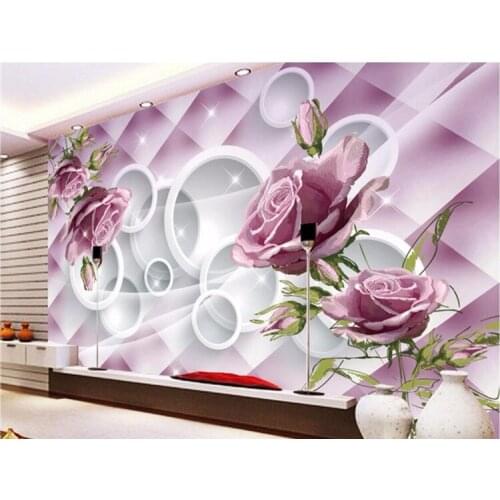 Custom Photo Wallpaper Mural Hand Painted Purple Rose 3D TV Wall wall papers home decor papel de parede infantil