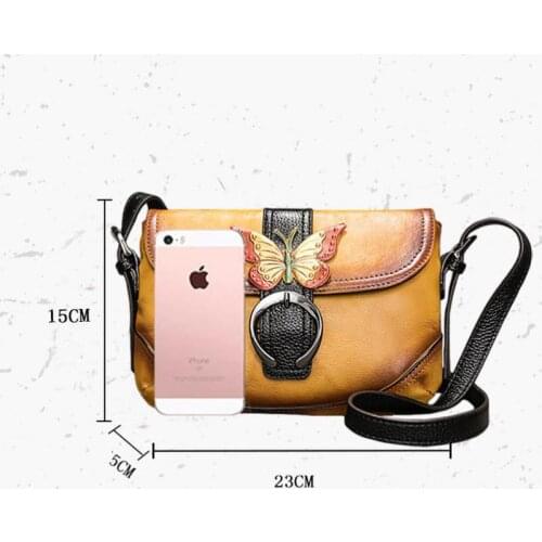 Casual Small Messenger Bag Female Women Bag Retro Genuine Leather Handbags for Women 2021 New Hand Painted Shoulder Bags