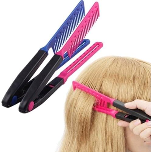 V Type Washable Folding Hair Straightener Comb DIY Salon Hairdressing Brush Styling Tool Accessories 24cmx5cmx1.8cm