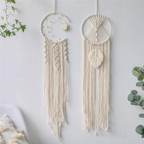 Hand-woven Dream Catcher Pendant Home Decoration Moon Stars Owl Hanging Ornament Creative Simple Style Room Bedroom Tapestry
