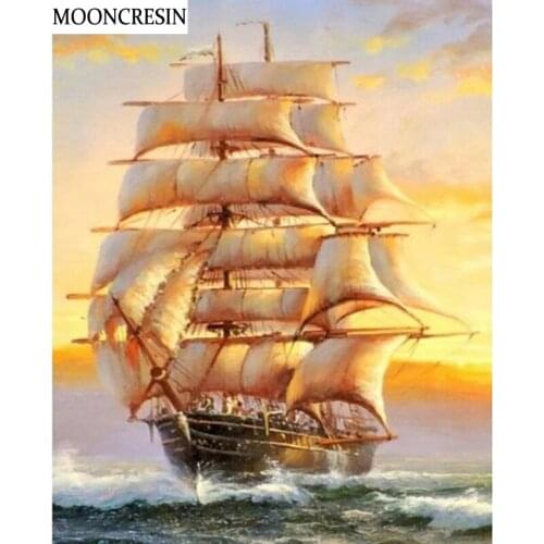 Diy Diamond Embroidery Sailboat Mosaic Picture Crystal Cross Stitch Full Drill Square 5D Diamond Painting Kids Room Decoration