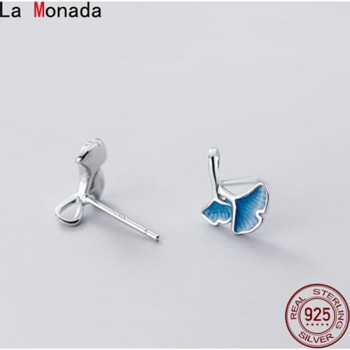 La Monada Stud Small Earrings For Women Blue 925 Sterling Silver Earrings Woman Leaf Ear Piercing Stud Earrings For Girls