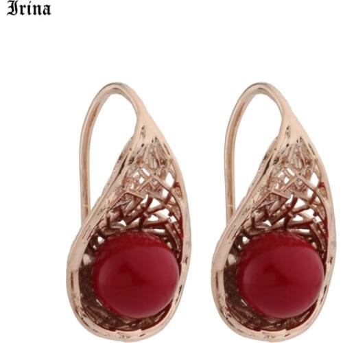 New Fashion Earrings Round Shell Pearls Earrings 585 Rose Gold Russia Earrings For Women Party Gift Vintage Jewelry Wholesale