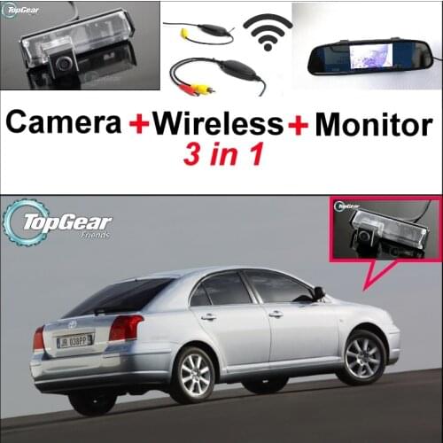 3 in1 Special Rear View Camera + Wireless Receiver + Mirror Monitor Backup Parking System For TOYOTA Avensis T250 T270 2003~2014