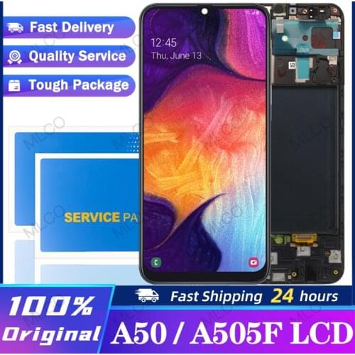 Super AMOLED 6.4" Display with frame for Samsung galaxy A50 2019 A505F/DS A505F A505FD A505A Touch Screen Digitizer Assembly