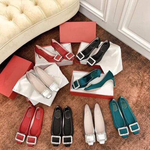 Womens Shoes Luxury Designer Ladies Pumps Square Toe Slip-On Casual Shoes Genuine Leather Dress Party Shoes Hot Sell Sexy Shoes