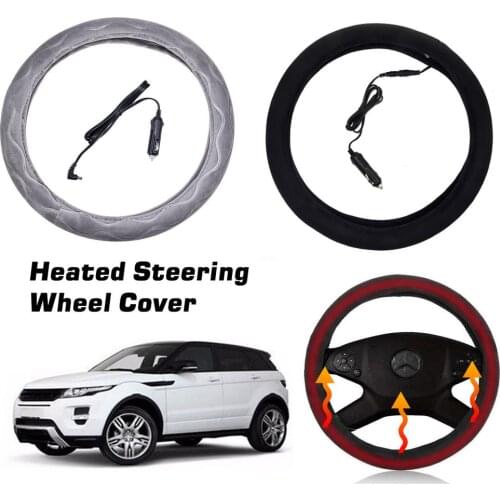 Universal 37-39cm 12V Steering Cover Auto Car Lighter Plug Heated Heating Electric Steering Wheel Covers Warmer Winter Foldable