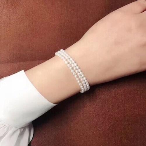 Fine Jewelry Natural Fresh Water 3-4mm Peals Bracelets for Women Fine Pearls Bracelets
