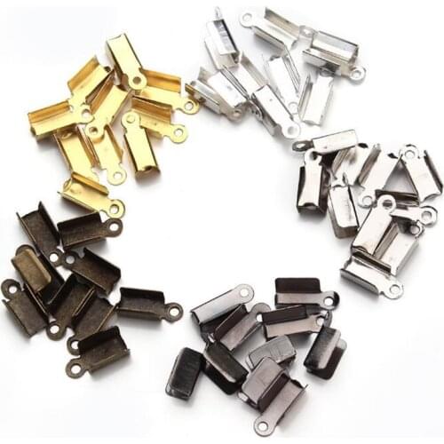 100pcs/lot Handmade Connector Flat Leathe Closure End Clasp Bracelet Necklace Buckle Clamp Clasps DIY Manual Jewelry Findings
