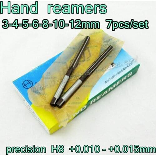 3-4-5-6-8-10-12mm 7pcs/set Hand reamers Reaming drill The lathe tool precision H8 +0.010---+ 0.015mm Free shipping