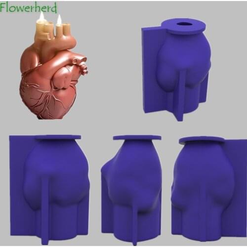 3D Human Heart Silicone Candle Mould DIY Resin Molds Epoxy Plaster Gypsum Soap Heart Candle Molds for Candle Making Supplies