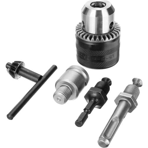 5pcs Electric Drill Chuck Set SDS Plus Chuck Key & Shaft Adapter Convert Hammer Drill Impact Driver Kit