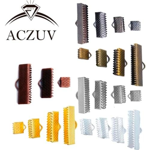 500PCS/lot Ribbon End Fasteners Caps Flat Cover Clasps Leather Cord Clips Wax Cotton Rope Crimp Beads Necklace Bracelet Ends