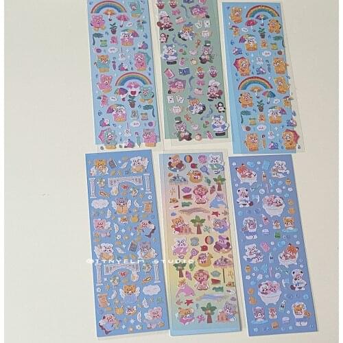 6 Style Creative Cartoon Anime Sticker Kawaii Journal Scrapbooking DIY Decoration PET Stickers Korean Stationery Art Supplies