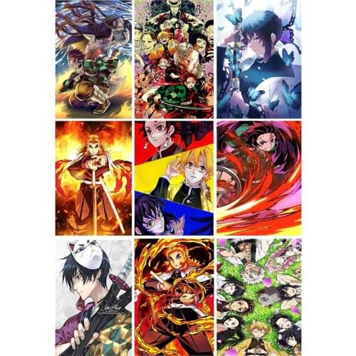 5D DIY Full Round Diamond Painting Cartoon "Demon Slayer" Cross Stitch 3D Embroidery Rhinestone Mosaic Home Decor Art Y719