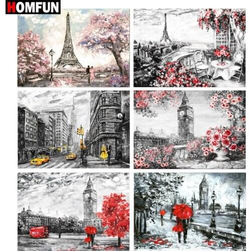 HOMFUN Full Square/Round Drill 5D DIY Diamond Painting "Tower scenery" 3D Diamond Embroidery Cross Stitch Home Decor Gift BK01