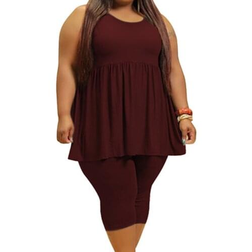 Pants Sets Womens Outfits Plus Size 4XL 5XL Blouse & Shorts Solid Sleeveless Large Fashion Causal 2 Pieces Matching Sets 2021