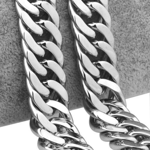 18/21mm Strong Cool Curb Cuban Link Chain Necklace Hip hop Stainless Steel Chains Jewelry Men Women Necklace Or Bracelet 7-40"