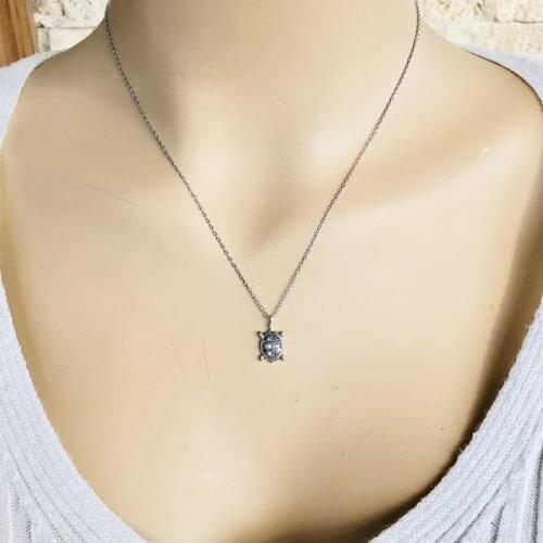 Tortoise 925 Sterling Silver Necklace Women Girls Gift Jewelry Accessories Fashion Handmade Elegant Chain