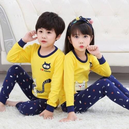 Children Pijamas Boys Girls Clothing Set Spring AutumnPure cotton Long Sleeved Cartoon Sleepwear Childrens Homewear Set 3-10Y