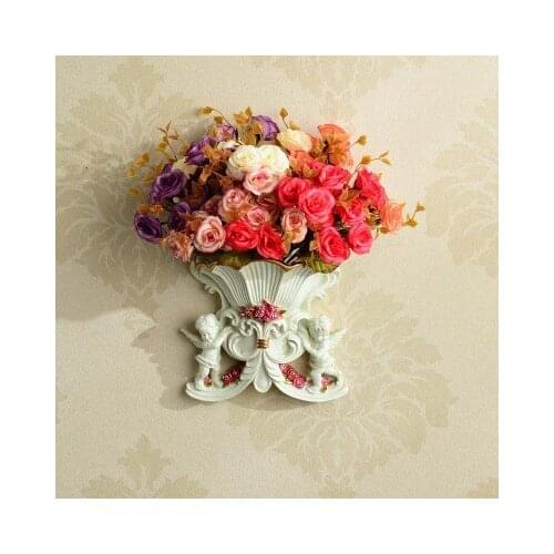 European resin Angel wall hanging Vase wall creative living room TV background wall orname statues Home wedding decoration dies