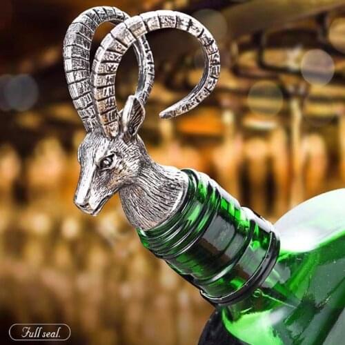 Antelope Head Wine Bottle Stopper Animal Wine Pourer Spout Metal Champagne Cork Vacuum Sealed