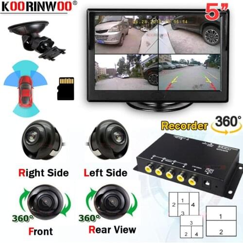 Koorinwoo Intelligent System For Cars Monitor 4 Channels 360 DVR Recorder Split Box camera Side view Front Parking Accessories