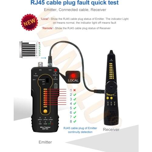 CT66 Tester LAN Network Cable RJ45 Twisted pair,RJ11 telephone line, BNC cable etc tester UTP cable test for CCTV tester