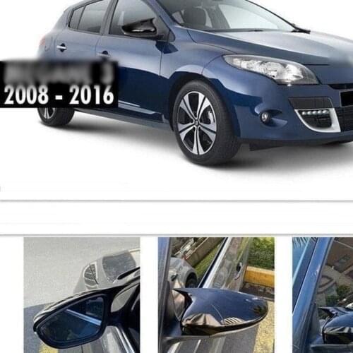 New Bat Style High Quality Abs Plastic 2 Pieces Mirror Covers Caps RearView Case Gloss Black For Renault Megane 3 2008 - 2016