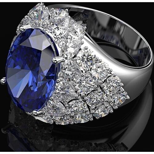 Hot Sale 100% 925 Sterling Silver Created Sapphire Ruby Gemstone Wedding Party Womens Rings Women Fine Jewelry Ring Gift