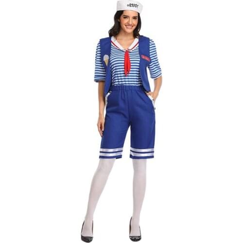 Stranger Things 3 Cosplay Costume Robin Scoops Ahoy Costume Sailor Uniform Suit For Girls Women Halloween Carnival Costumes