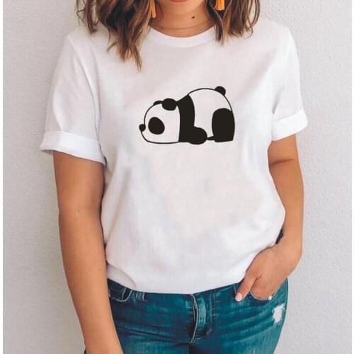 Summer Short Sleeve Casual Tee Shirt Femme Cute Cartoon Panda Animal Graphic Print T Shirt Women Tops Harajuku Camiseta Mujer