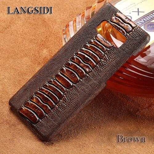 Longsidi brand Genuine Leather Ostrich foot Pattern mobile phone case for Samsung Note 8 phone case and for Samsung phone case