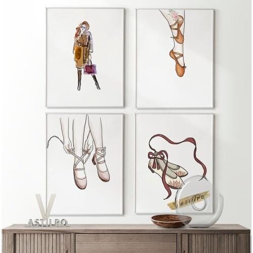 Fashionable Clothes Abstract Watercolor Poster Dancing Shoes Prints Canvas Wall Stickers Gift Home Decor High Quality Painting
