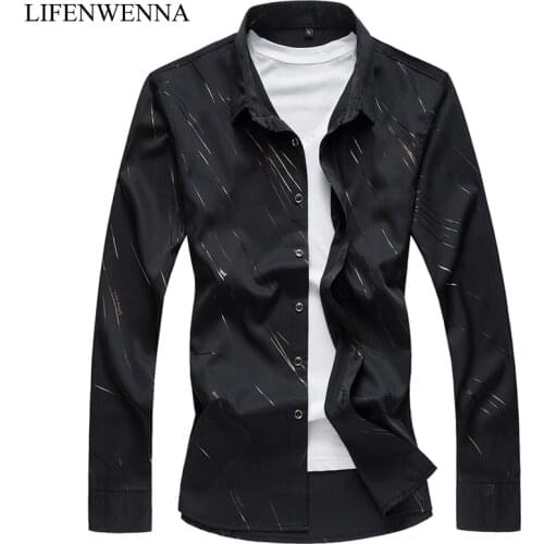 Men Shirts 2020 New Arrivals Slim Fit Male Shirt New Fashion Brand Striped Printed Long Sleeve British Style Mens Shirt 6XL 7XL