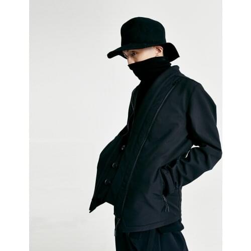 Nosucism Softshell Kimono-jacket noragi double front zipper hidden molle hang up strap techwear functional japanese style