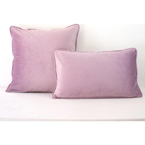 Piping Design Light Pink Purple Velvet Cushion Cover Pillow Case Pillow Cover No Balling-up Without Stuffing