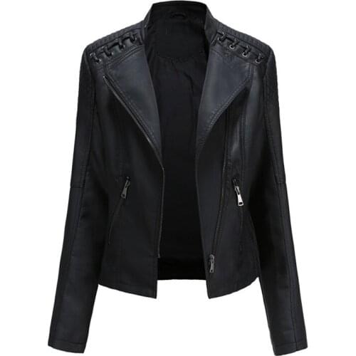 2020 The New Spring And Autumn Womens Leather Short Jacket Slim Thin Motorcycle Suit