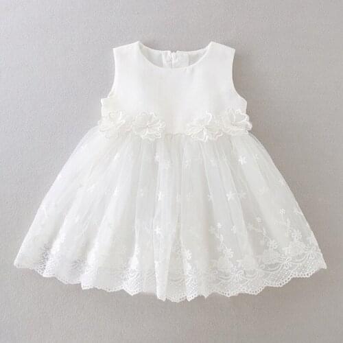 New Arrival Elegant Baby Christening Gowns Flower Infant Baby Girl Baptism 1st Year Summer Wedding Party Dress L206
