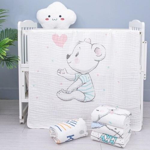 Baby Blankets 6 layers Newborn Swaddle Stroller Bedding Wrap Infantil Cartoon Animal Crawling Blanket Children Sheet Quilts AA12