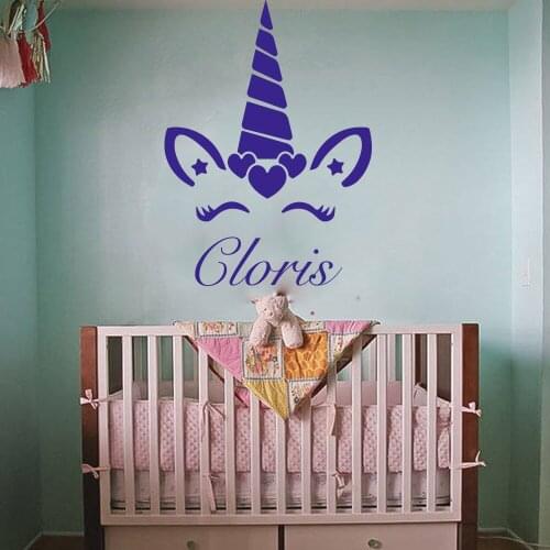 Custom Name Unicorn Wall Decal Girl Room Kids Room Personalized Name Unicorn Horse Wall Sticker Baby Nursery Vinyl Home Decor