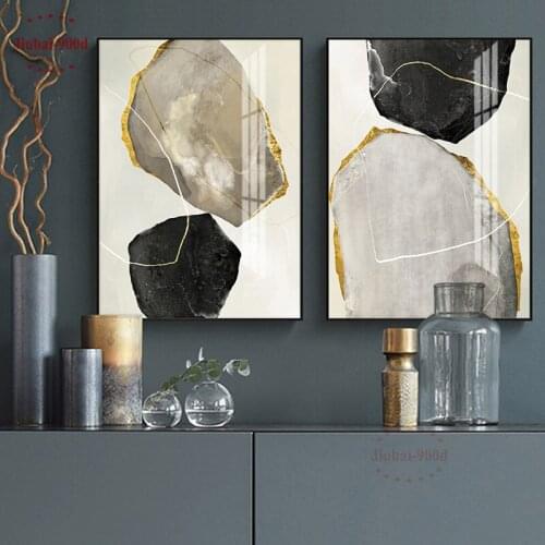 Morden Abstract Canvas Painting Marbling And Golden Line Posters And Prints abstract Art Wall Pictures Living Room Home Decor