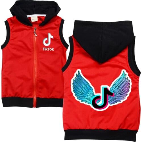 TIK TOK Spring and autumn style childrens leisure zipper hooded vest with thin horse clip
