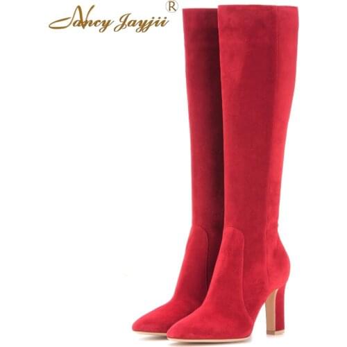 Nancyjayjii Women Genuine Leather Knee High Boots Fashion Waterproff Woman Flats Heels Boots Autumn Snow Shoes,Large size 4-16