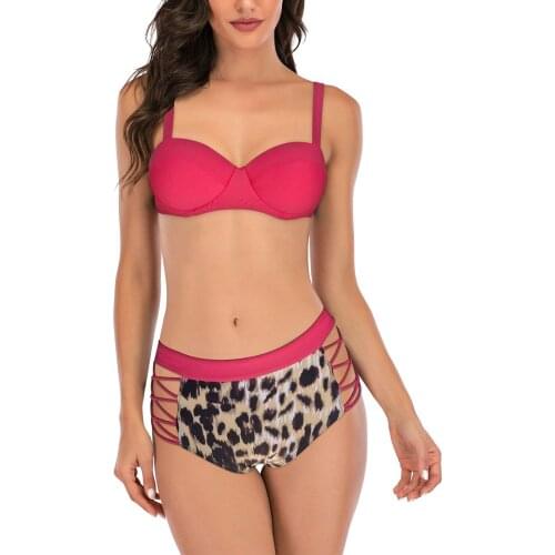 #L0 Womens Swimwear 2021 Sexy Female Wave Leopard Printed Swimwear Cup Split Cover-up Swimsuit Beachwear Bathing Suits