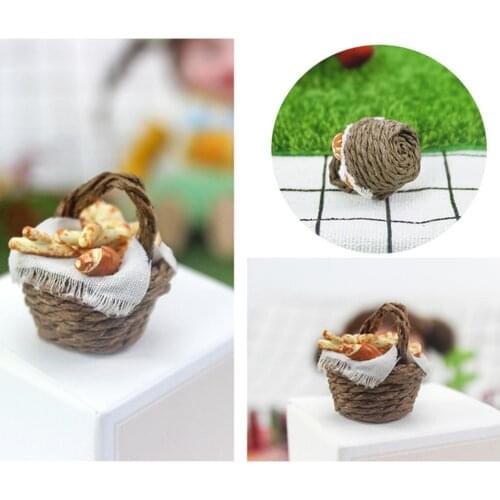 1/12 Dollhouse Food Play Miniature Bread Basket Model Toy DIY Crafts Props Gift Kitchen Dollhouse Furniture Toys For Children
